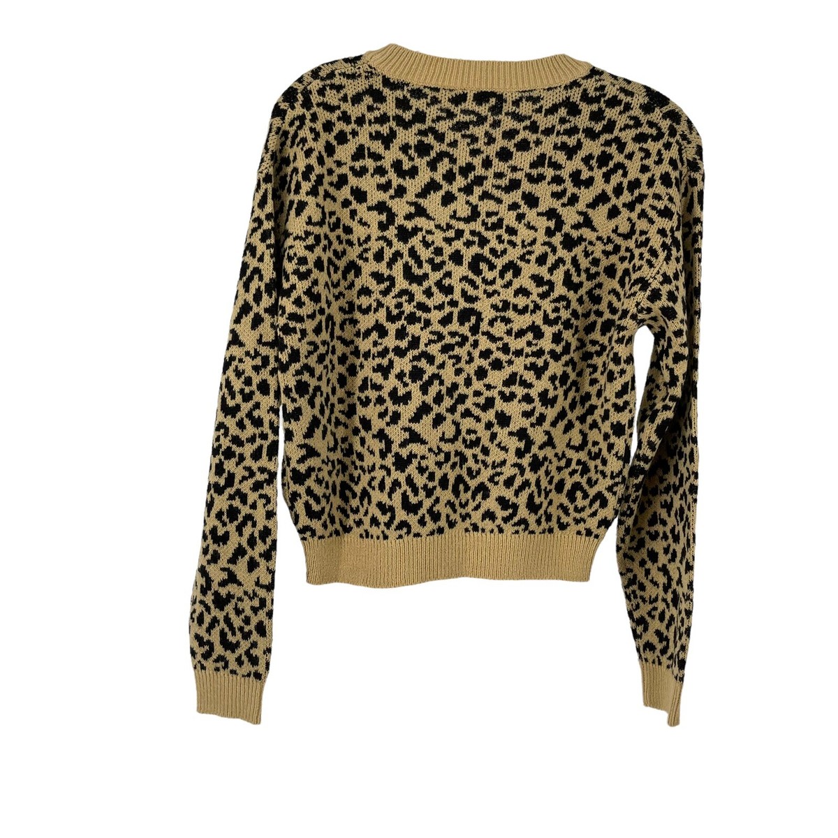 Cropped Animal Print Sweater Womens Size XS Cheetah Leopard