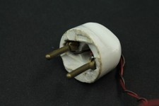 Vecchia Spina In Porcellana Bianca Per Cavo Presa Restauro Radio Lampada