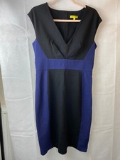 Catherine Malandrino Black Navy Blue Dress Size L Work Office Pencil Sleveless
