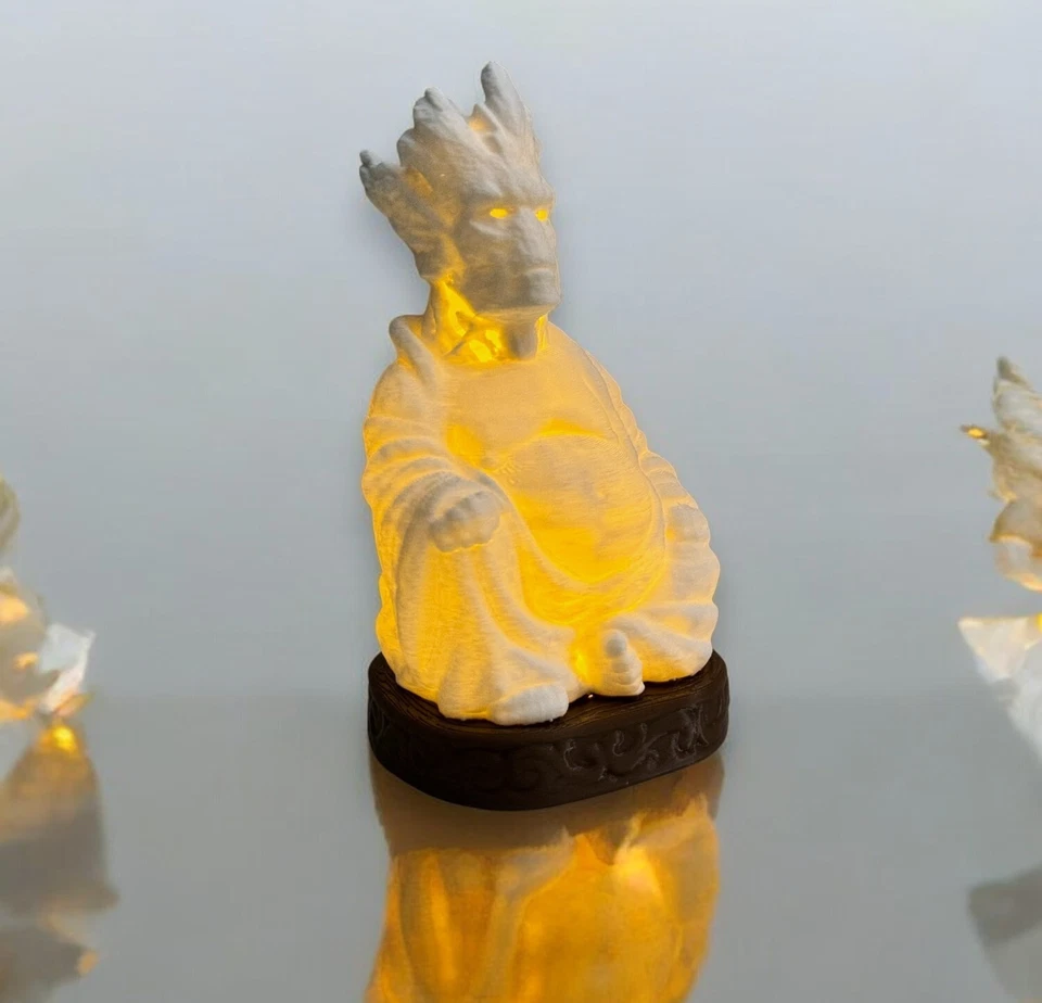 Groot Buddha con vela incluida impresa en 3D de 5 pulgadas hecha en USA Foto 3 de 4