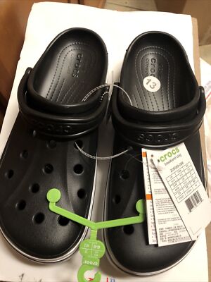 Crocs Bayaband Black White Clogs Slip On Shoes 205089-126 US Size Men 13  New