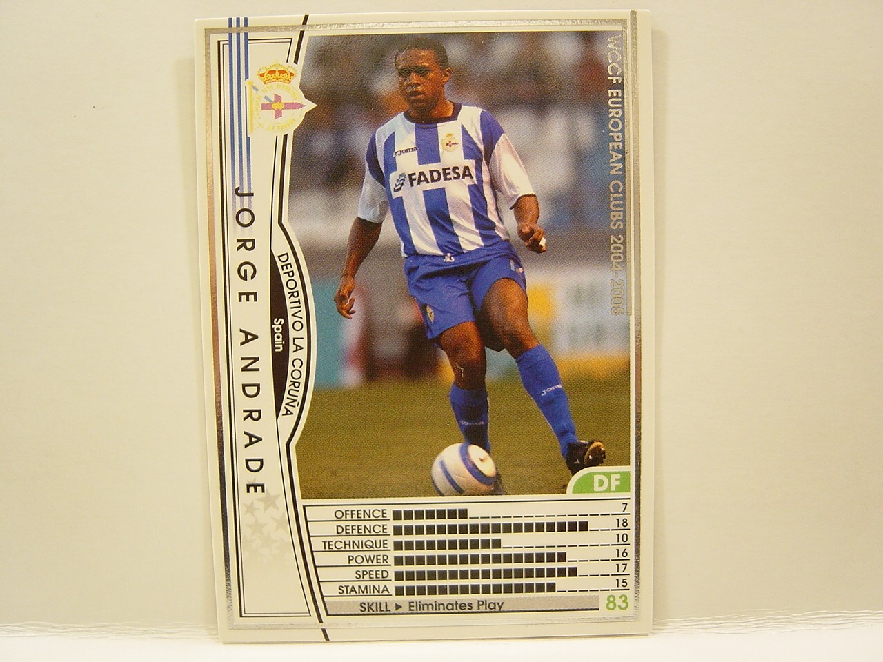 Panini WCCF 2004-05 Jorge Andrade 1978 Portugal No.14 Deportivo La Coruña DF#196