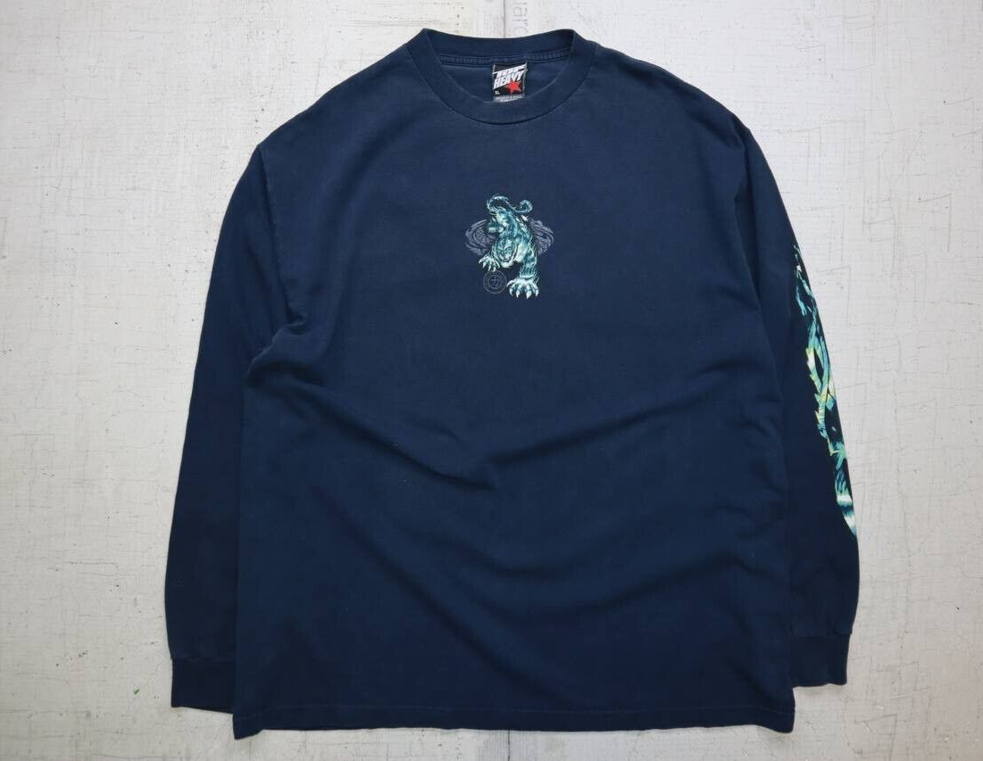 Vintage Y2K Top Heavy Tiger Dragon Long Sleeve T Shirt Sz XL