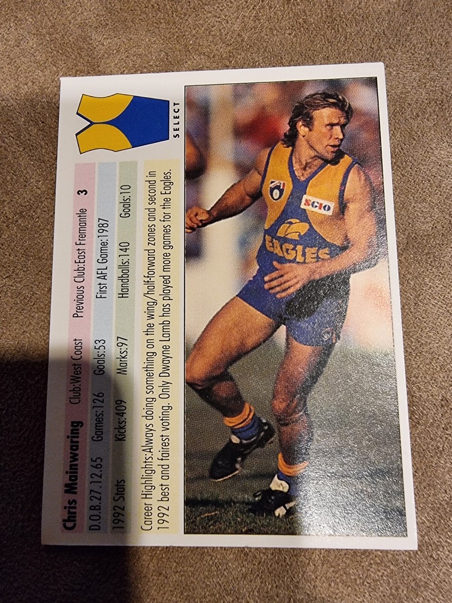 1993 Select #3 Chris Mainwaring West Coast Eagles Australia