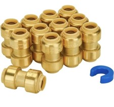 12-PACK 1/2-Inch Push-To-Connect Plumbing Fittings Pushfit Straight Coupling Kit