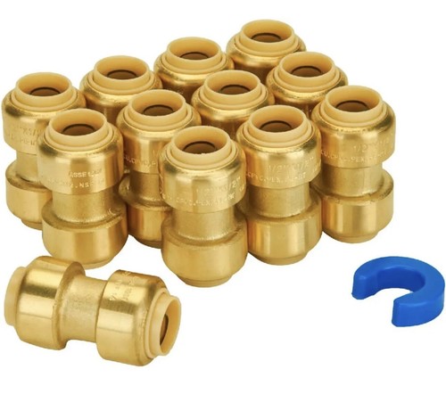 12-PACK 1/2-Inch Push-To-Connect Plumbing Fittings Pushfit Straight Coupling Kit