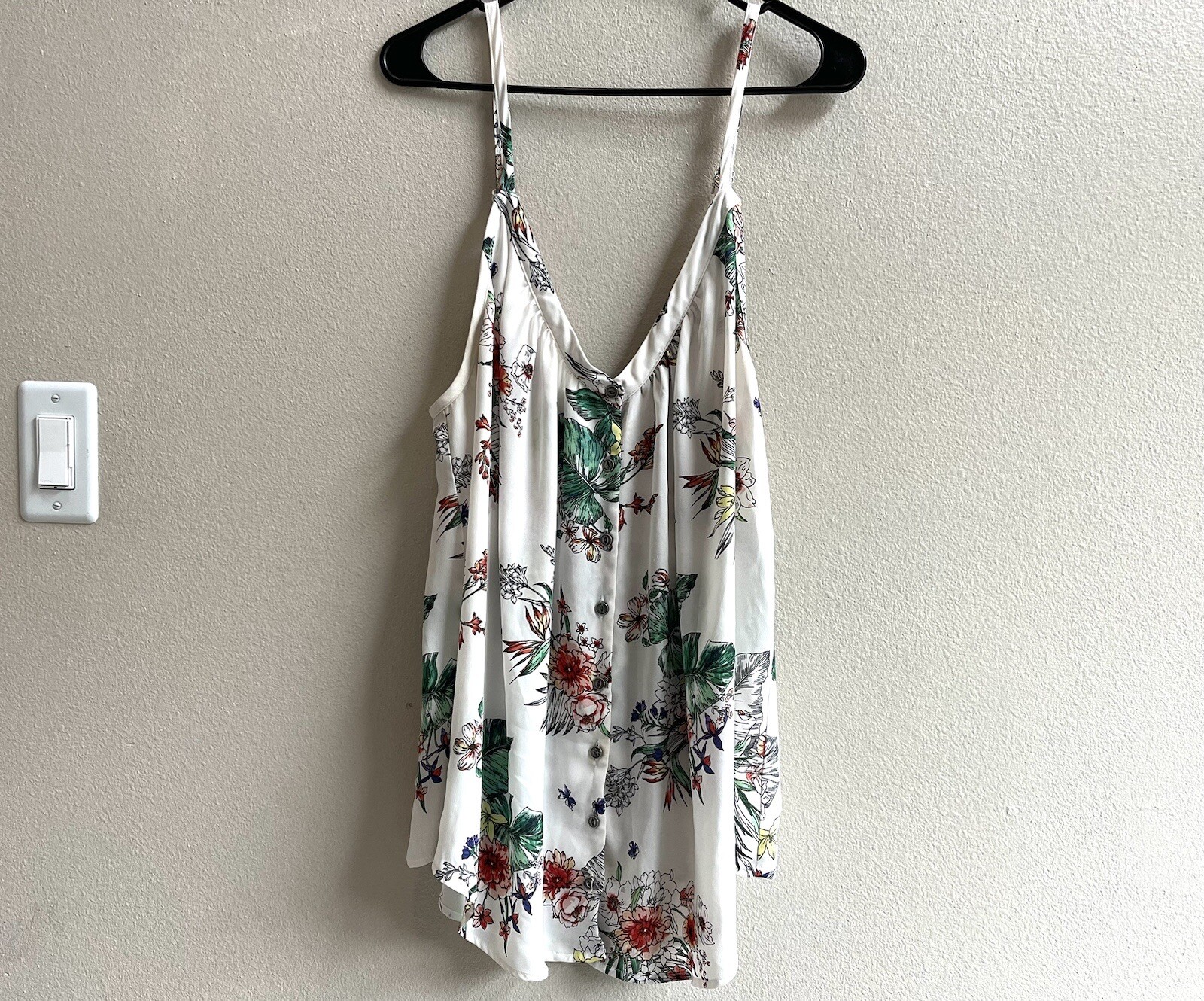 Torrid Georgette Button-Front Tunic Cami White Fl… - image 2