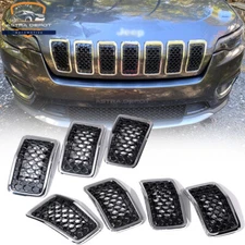 Chrome Trim Front Mesh Honeycomb Grill Inserts Cover for Jeep Cherokee 2019-2023