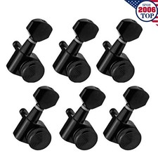 Guitar Locking Tuners Tuning Pegs 6-in Line Right Hand Black Strat Headstock