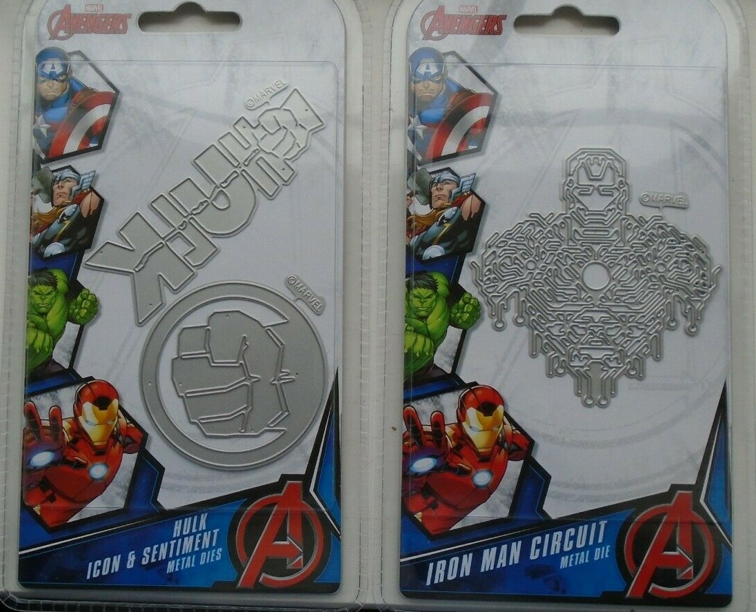 2 Marvel Avengers Die Sets Iron man and Hulk Icon with Sentiment