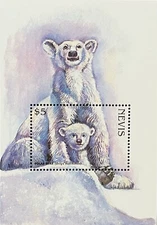 NEVIS POLAR BEAR STAMPS SOUVENIR SHEET 1998 MNH WILD ANIMAL ENDANGERED SPECIES