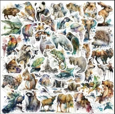 10pcs Watercolor Animal Zoo Stickers- Scrapbook, Journal, DIY Crafts & Cards