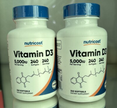 Nutricost Vitamin D3 5000 IU Vitamin Supplement - 240 Softgels 2 Pack
