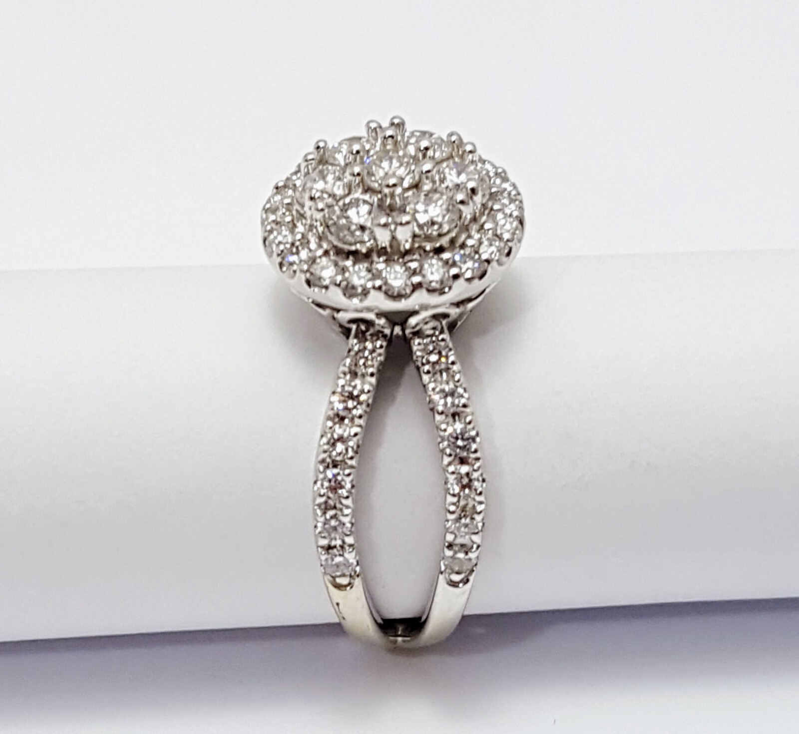 Unique 14K Solid White Gold Designer Split Shank … - image 12