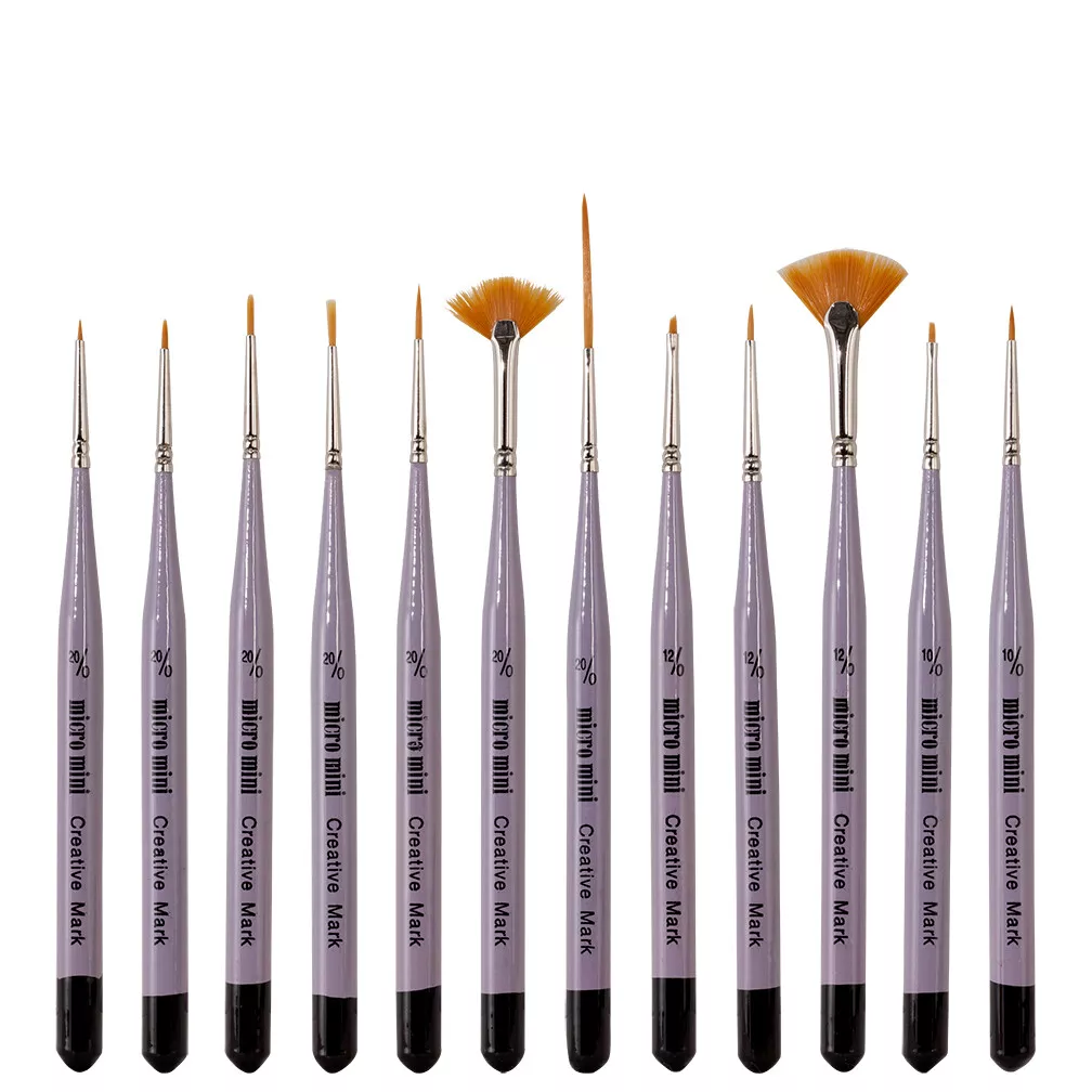 US Art Supply Miniature Detail Paint Brush Set - 12 Miniature Brushes for  Art Painting - Acrylic, Watercolor, Oil 