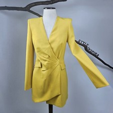 ZARA 💛 ABITO DONNA BLAZER VESTITO GIACCA MINI ABITO PIEGHE giallo 2827/628