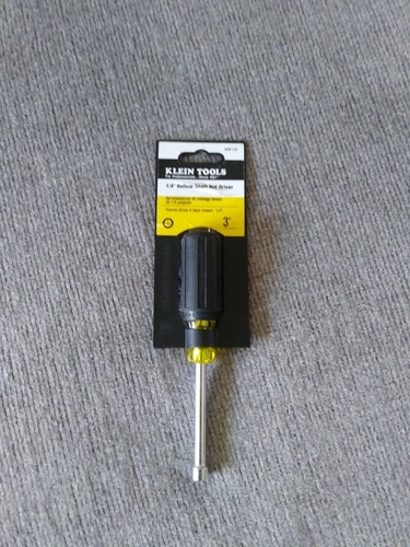 NEW KLEIN 1/4" - 1/4" NUT DRIVER 3" ROUND SHANK CUSHION GRIP