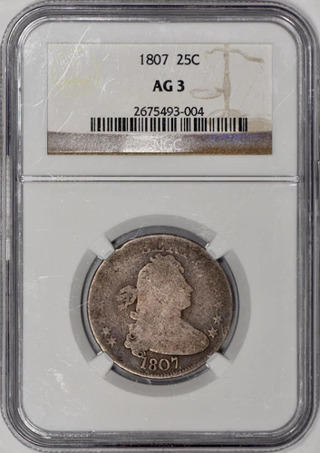1807 Draped Bust Quarter 25c NGC About Good AG 3 - 100% Original!