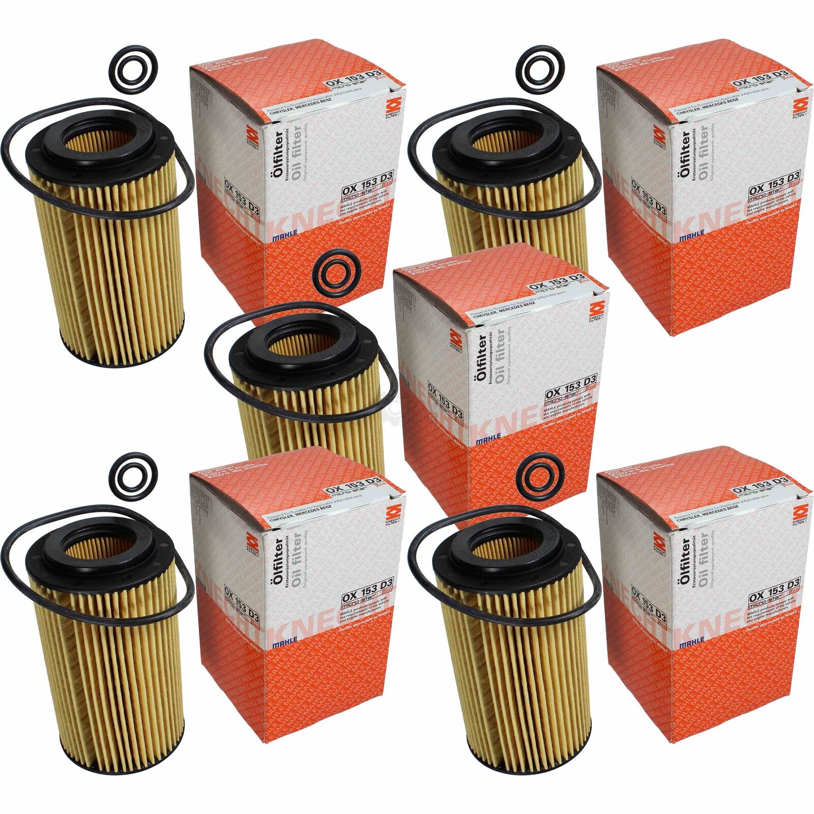 5x MAHLE/Knecht Oil Filter Ox 153D3 Oil
