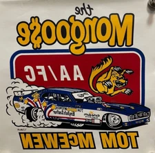 VRHTF NHRA 70'S "TOM THE MONGOOSE MCEWEN" IRON ON T SHIRT TRANSFER 11" X 14"