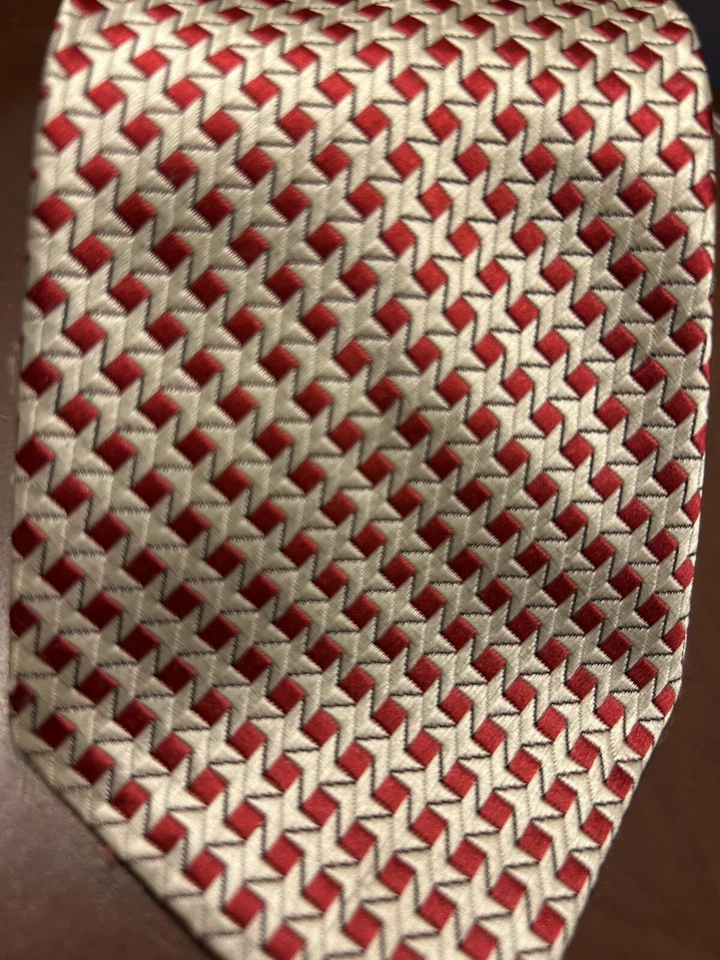 Corbata Pazhsden 100 % hecha a mano seda roja y blanca a cuadros tejida estampado vintage elegante Foto 3 de 4