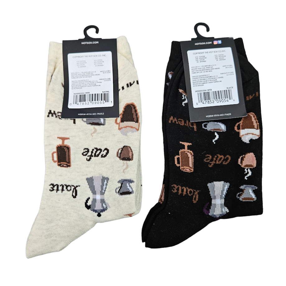HOTSOX Women's Cafe Coffee Themed Socks, Espresso, Java, Brew Socks, 2
