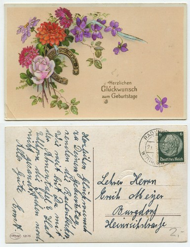 31721 - Herzlichen Glückwunsch zum Geburtstage - Ansichtskarte, gelaufen 1939