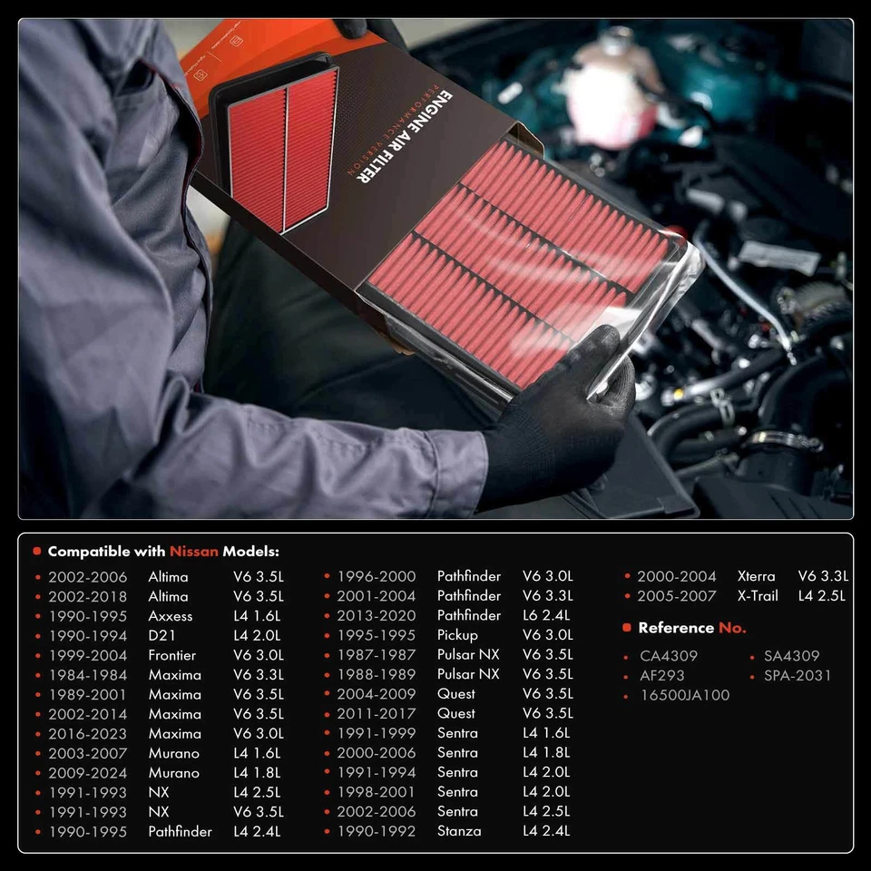 2x Filtro de aire de motor de alto rendimiento para Nissan Sentra INFINITI Isuzu Subaru Foto 3 de 4