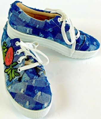 blue denim tennis shoes