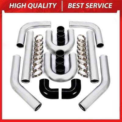 Universal 3'' Inch Aluminum Intercooler Piping U-Pipe Kit w/Coupler and T-Clamps