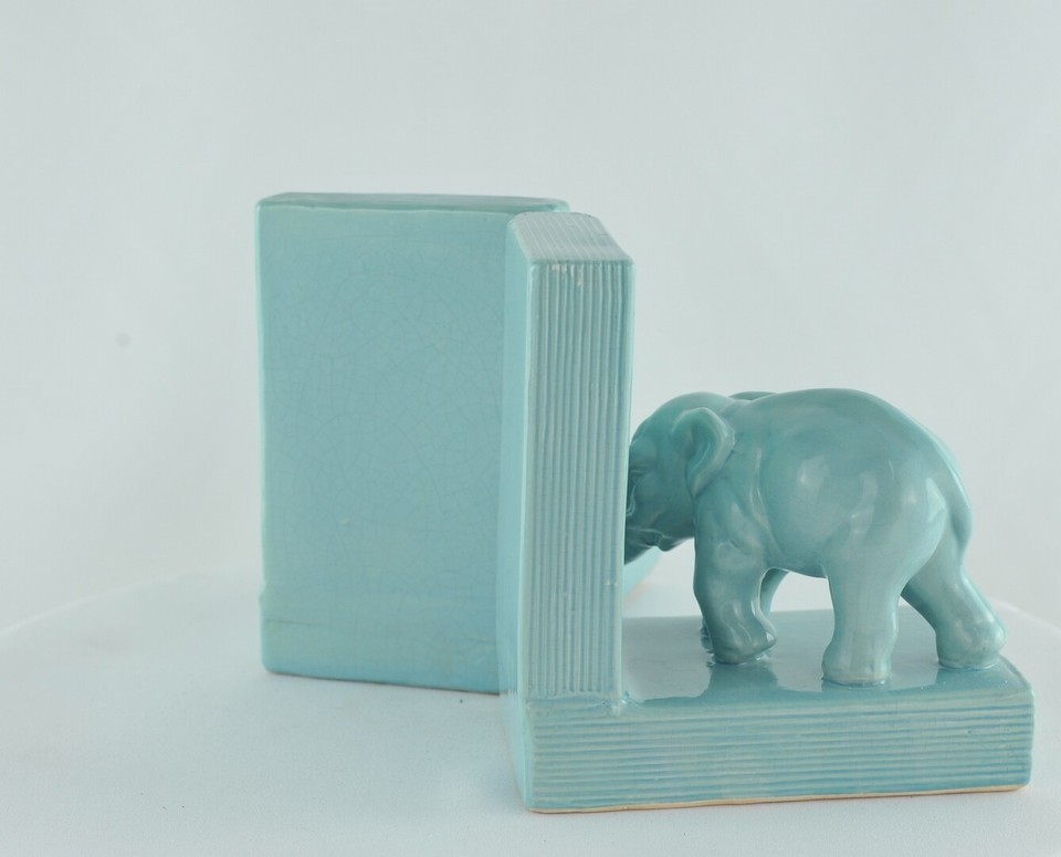 Art Nouveau Style Bookends Figurine Elephants Wildlife Art Deco Style