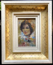 Portrait Mädchen Rahmen Gesicht Frau Unleserlich Signiert Impressionist