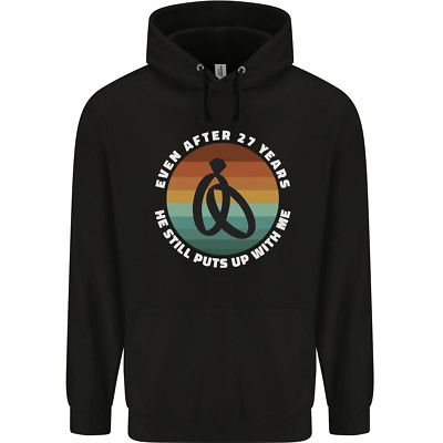 27 Year Wedding Anniversary 27th Marriage Mens 80% Cotton Hoodie