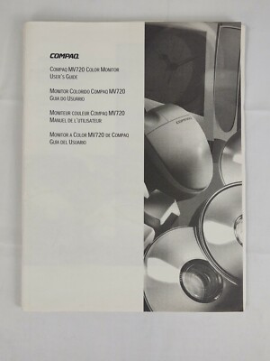 Vintage COMPAQ MV720 Color Monitor User's Guide Computer Hardware Setup Manual