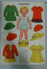 BRENDA  BRITISH PAPER DOLL SHEET   10" DOLL    WITH DRESSES   C. 1930'S     VINT