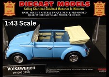 1951 VINTAGE VOLKSWAGEN BEETLE CONVERTIBLE SKY BLUE NEW 1:43 SCALE DIECAST MODEL