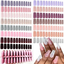 360PC Medium Square Press on Nails Colored False Nails Straight Full Cover Ac...