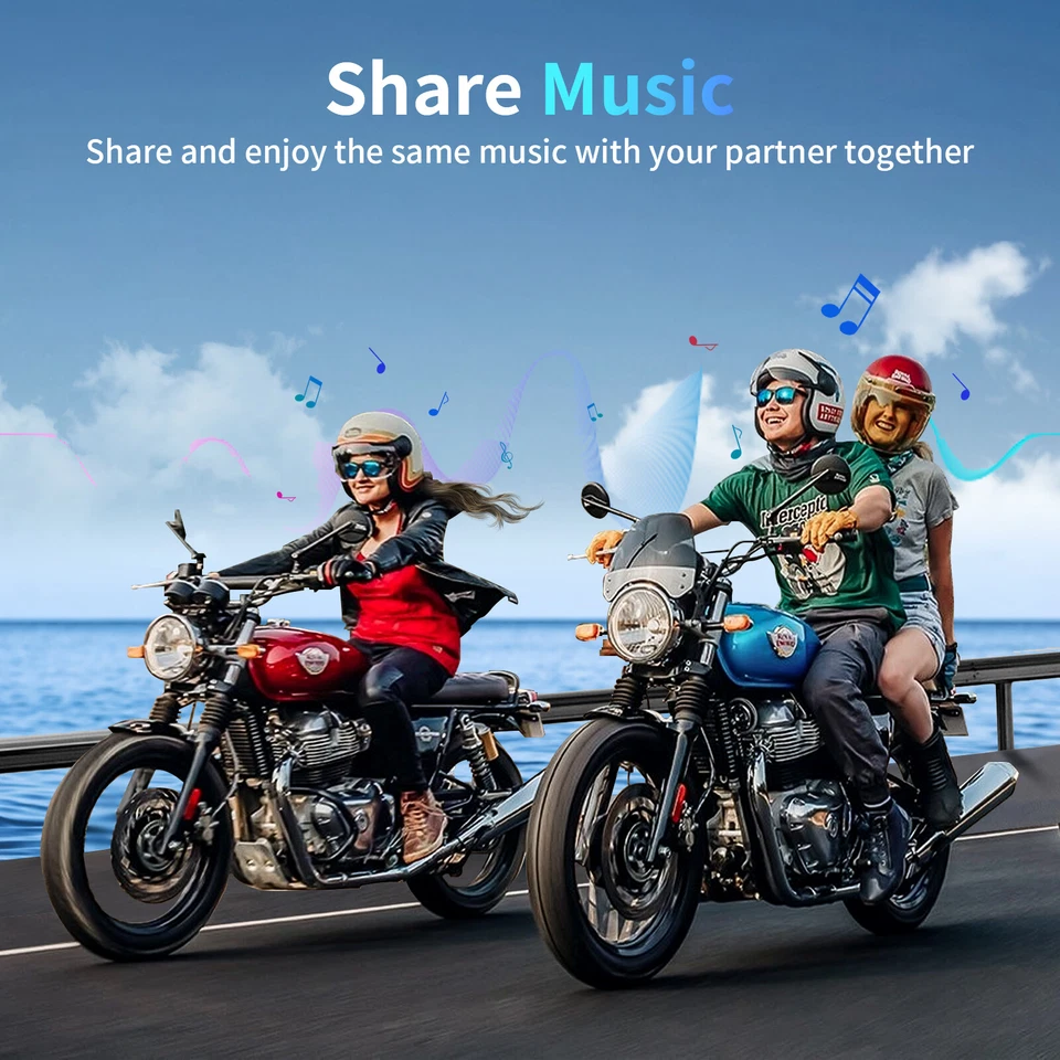 M1-S Pro Motorcycle Intercom 10 Riders Group 2000m Helmet Headset Bluetooth 5.4 - Image 4 of 4