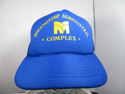 Vintage Mountaintop Agricultural Complex Blue Trucker Hat Cap