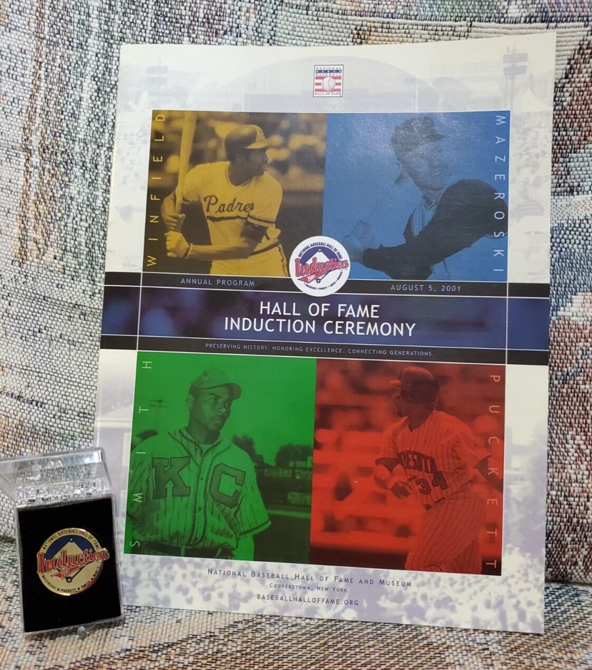 2001 Kirby Puckett Baseball HOF Induction Press Pin and Program + Winfield & Maz - Image 2 of 4
