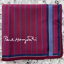 MAN HANDKERCHIEF COTTON ART POCKET SQUARE 17" CLASSIC RED STRIPED VINTAGE PLAIN