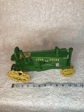 Vintage Cast Iron John Deere OP Farm Tractor Green/Yellow 11