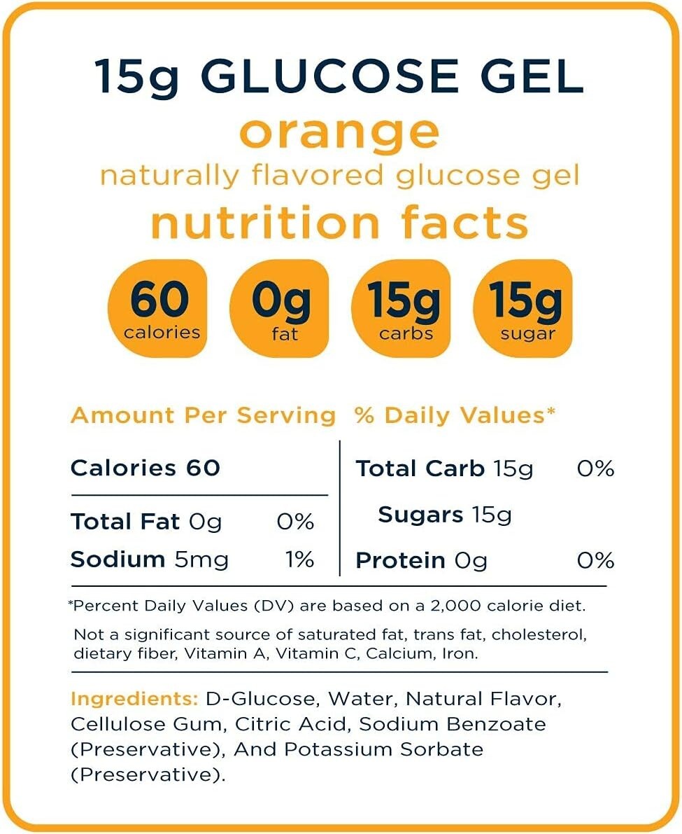Transcend Glucose Gel Packs Orange Raise Blood Sugar Support 3 Pack