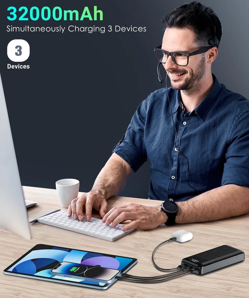 32000mAh Power Bank with 5V3A Fast Charging Portable Charger