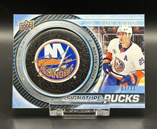 2022-23 Upper Deck Trilogy Brock Nelson Autographed Puck 7/23