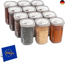 12er Set Gewürzbox aus Kunststoff, Transparente Gewürzdose, BPA-Freiem K