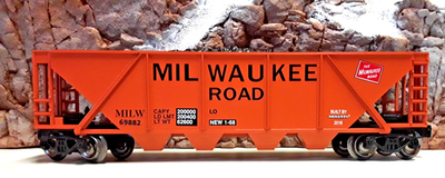 #ad Menards O Scale MILWAUKEE ROAD 4 Bay Hopper Car MILW 69882 with Load AA 985 $18.00