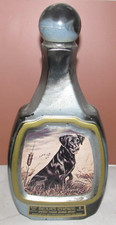 Vintage Black Labrador Jim Beam Whiskey Decanter Empty with Screw Top Lid
