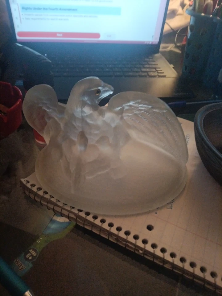 DE COLECCIÓN WESTMORELAND CRISTAL NIEBLA MADRE ÁGUILA EN NIDO CON BASE DE NIEBLA MARRÓN Foto 4 de 4