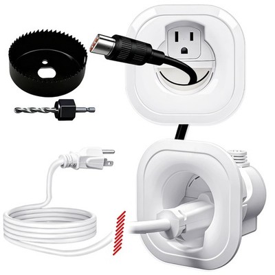 in wall Cable Management kit W/Hole Saw & Drill Template Power & Low Voltage ...